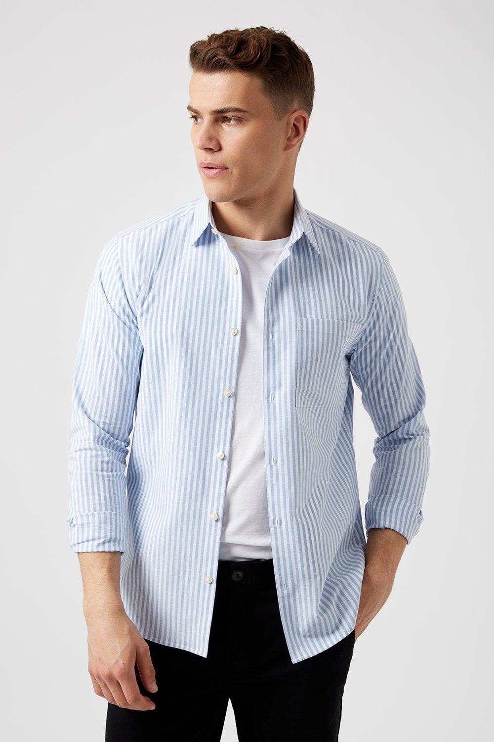 Burton Men's Smart Light Blue Stripe Shirt|Size: L|light blue